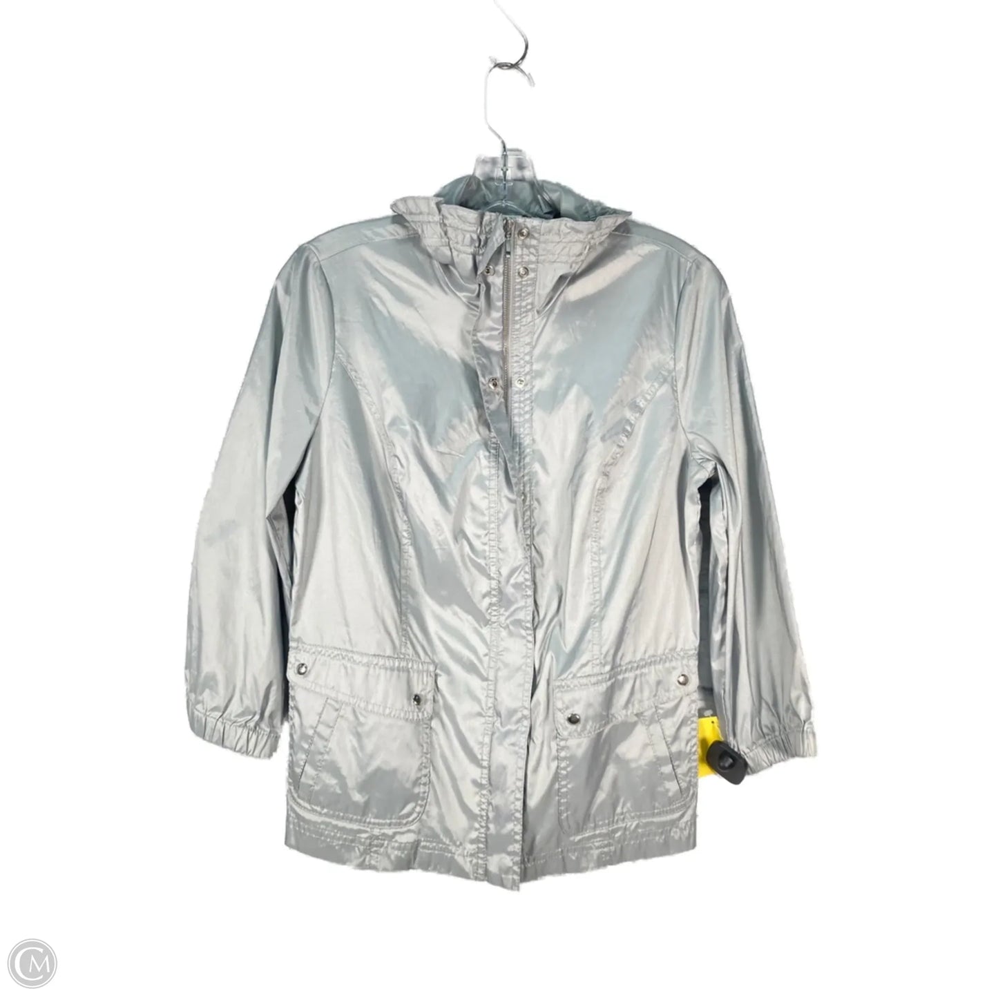Jacket Windbreaker By Chicos In Grey, Size: S
