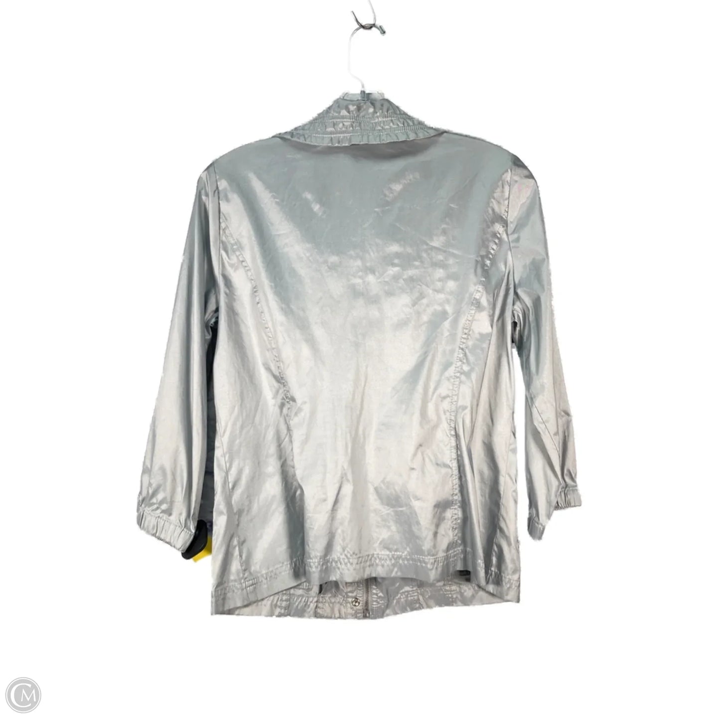 Jacket Windbreaker By Chicos In Grey, Size: S