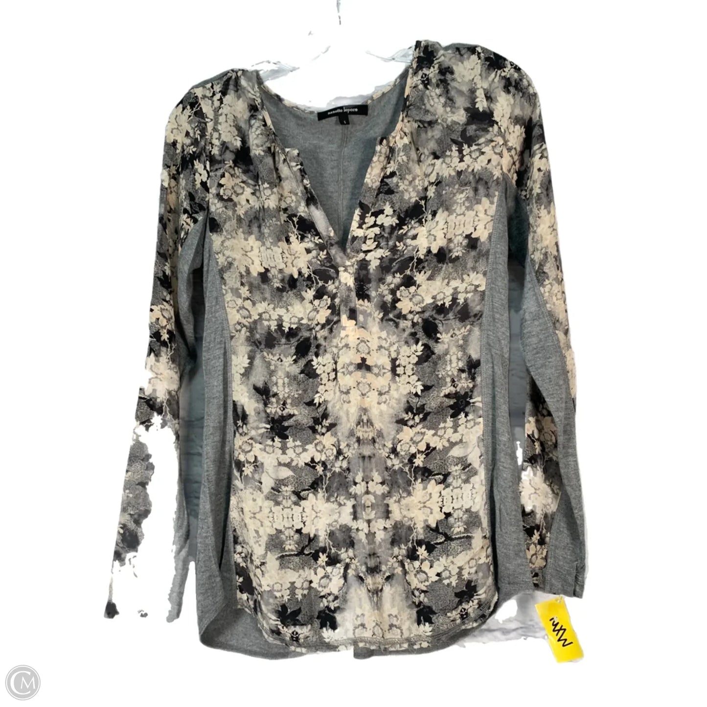Top Long Sleeve By Nanette Lepore In Cream & Grey, Size: S