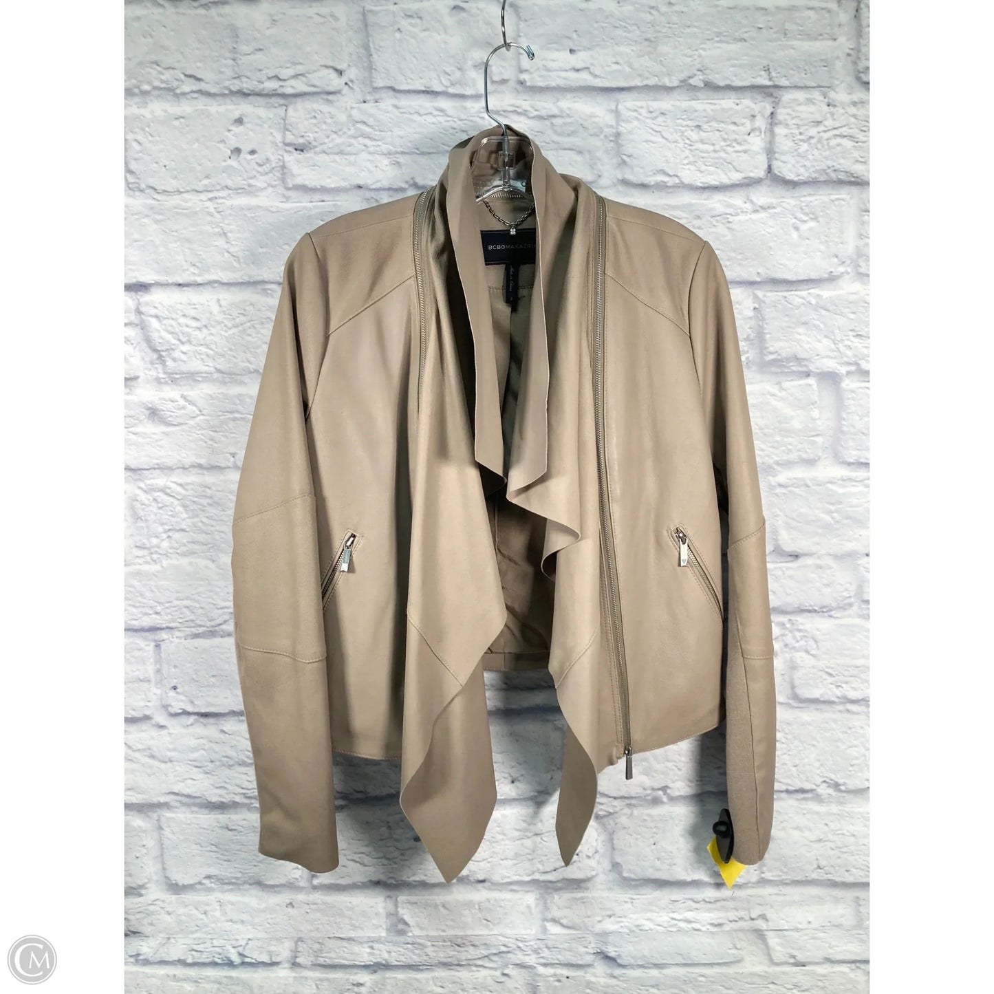 Jacket Leather By Bcbgmaxazria In Tan, Size: S