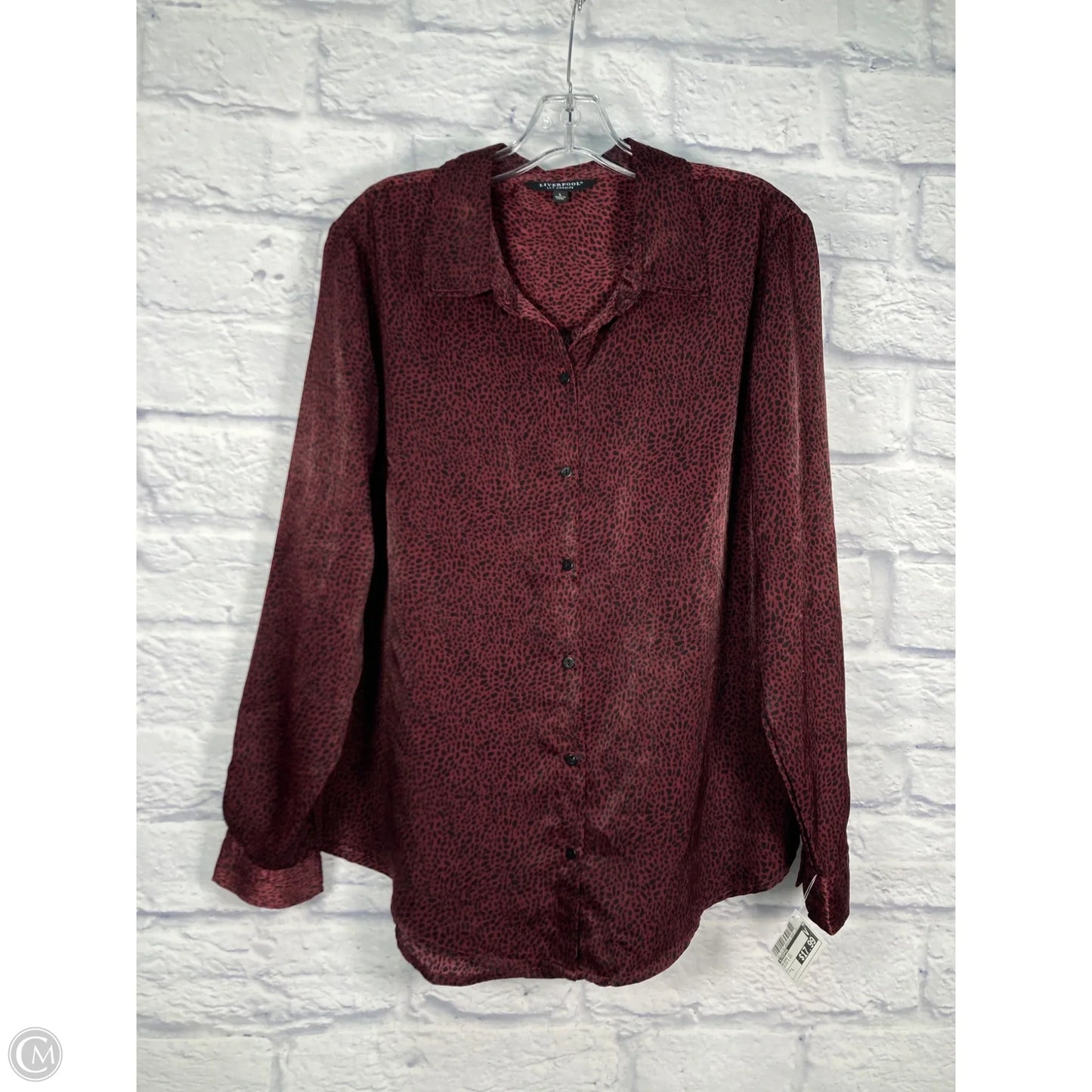 Blouse Long Sleeve By Liverpool In Black & Red, Size: L