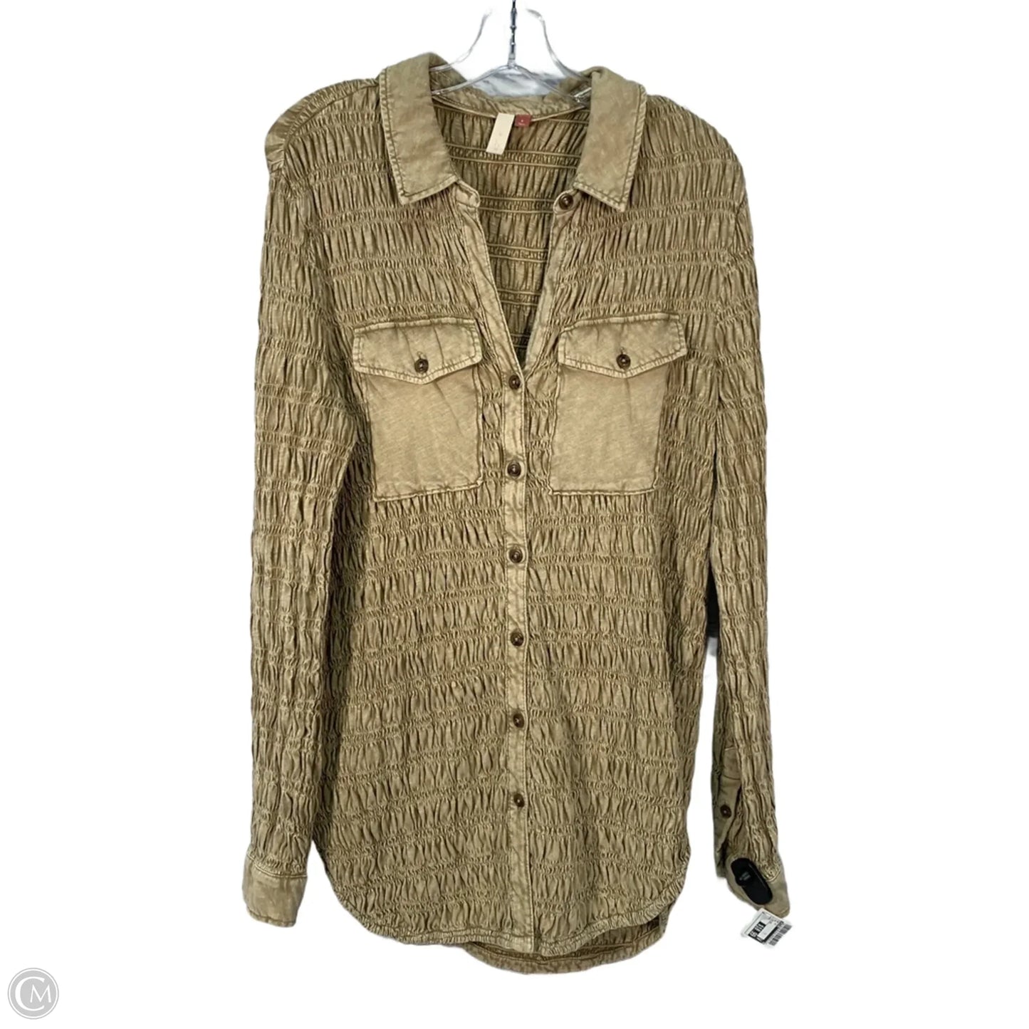 Top Long Sleeve By Pilcro In Tan, Size: S