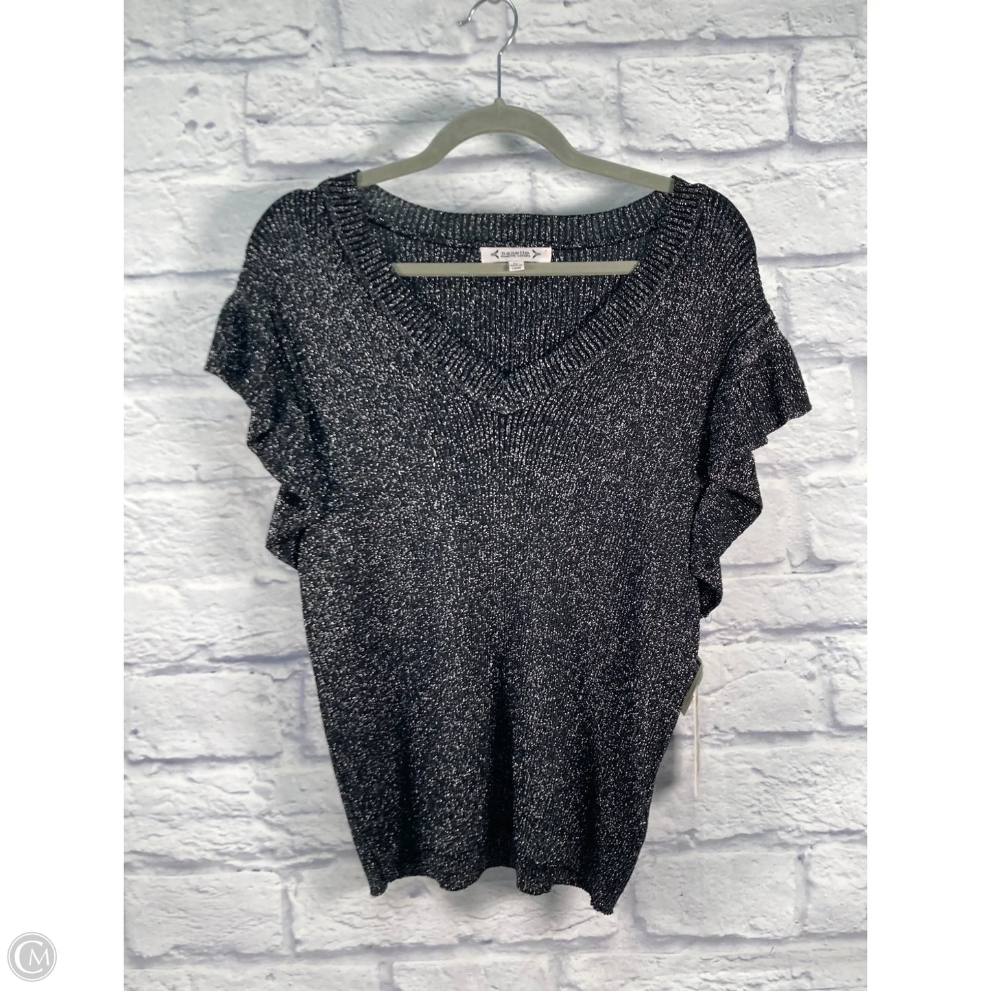 Sweater Short Sleeve By Nanette By Nanette Lepore In Black & Silver, Size: Xl