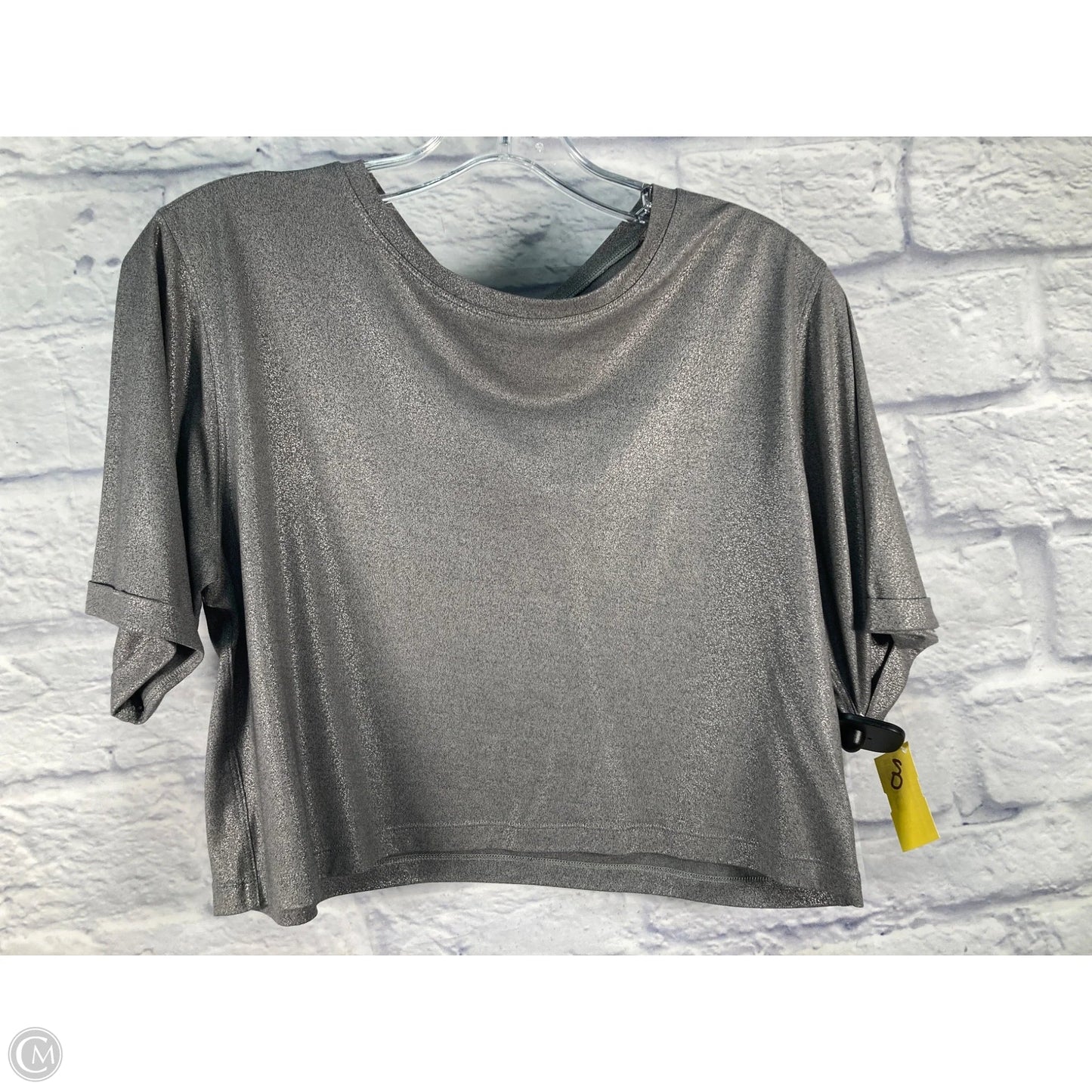 Athletic Top Short Sleeve By Lululemon In Silver, Size: M