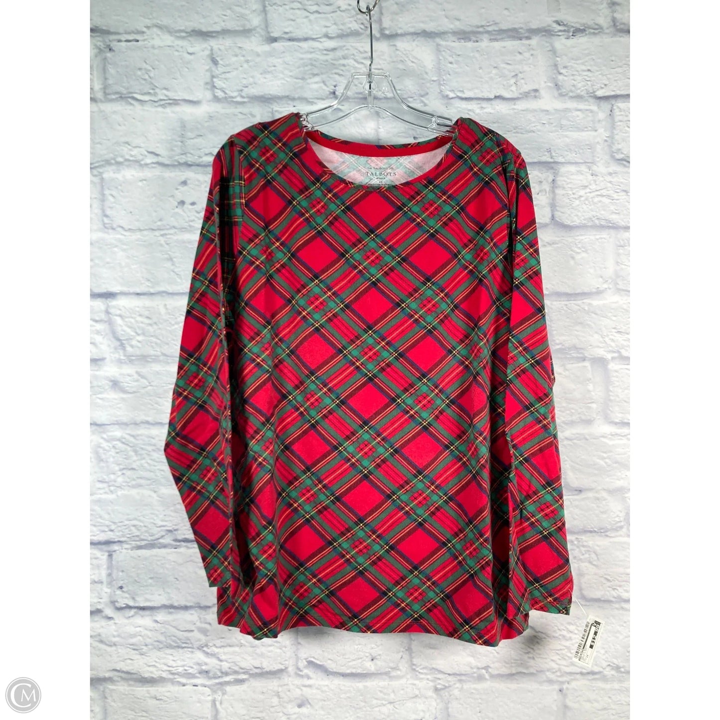 Top Long Sleeve Basic By Talbots In Green & Red, Size: 2x