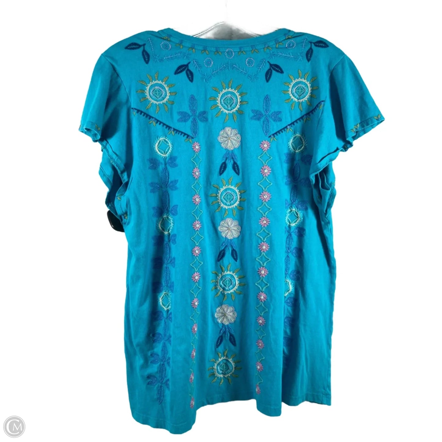 Top Short Sleeve By Johnny Was In Blue & Pink, Size: S