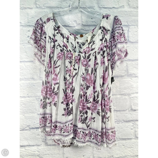 Top Short Sleeve By Free People In Purple & White, Size: M