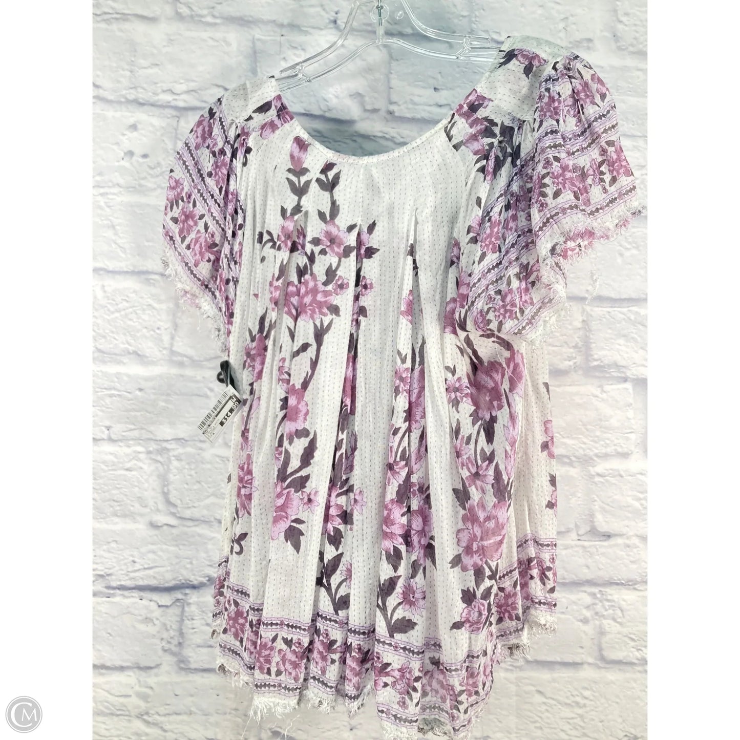Top Short Sleeve By Free People In Purple & White, Size: M