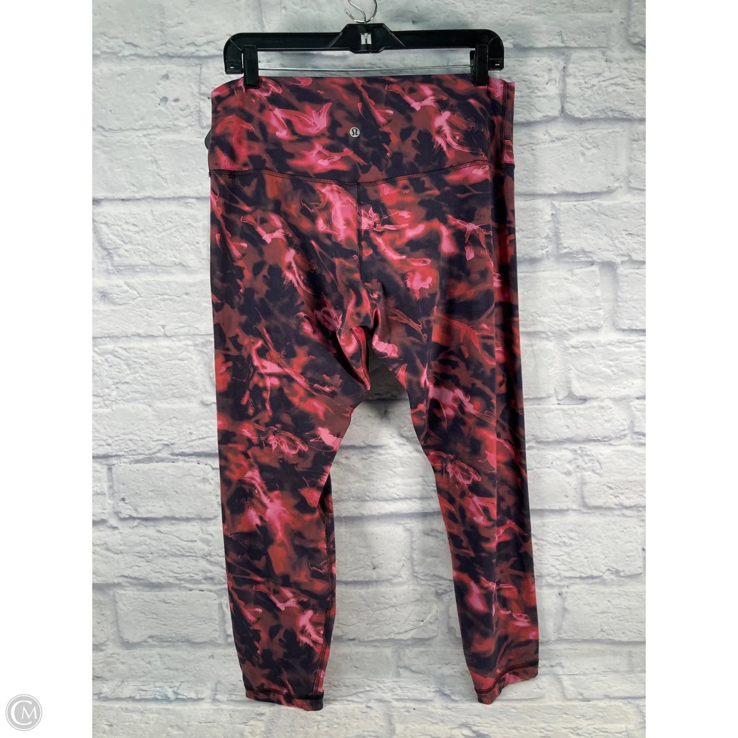 Athletic Leggings By Lululemon In Black & Pink, Size: L