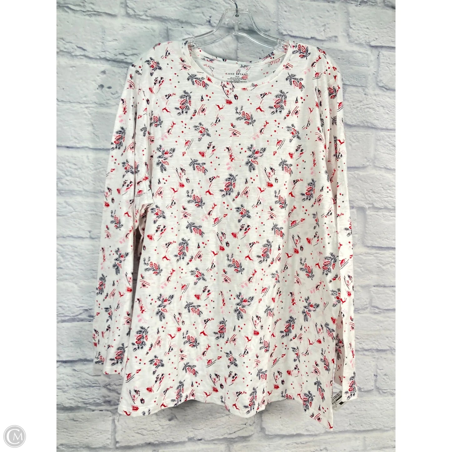 Top Long Sleeve Basic By Lane Bryant In Blue & Red & White, Size: 2x