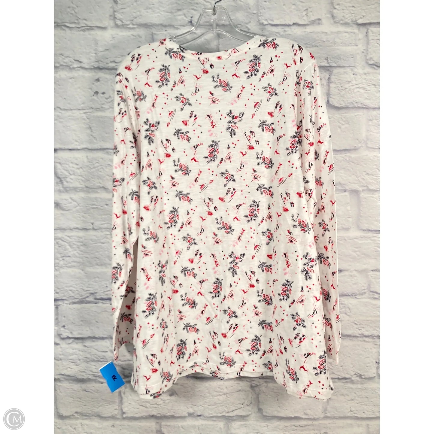 Top Long Sleeve Basic By Lane Bryant In Blue & Red & White, Size: 2x