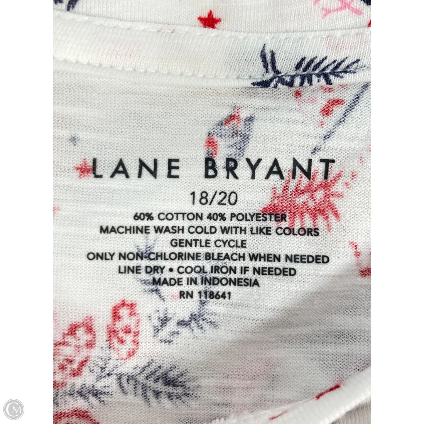 Top Long Sleeve Basic By Lane Bryant In Blue & Red & White, Size: 2x
