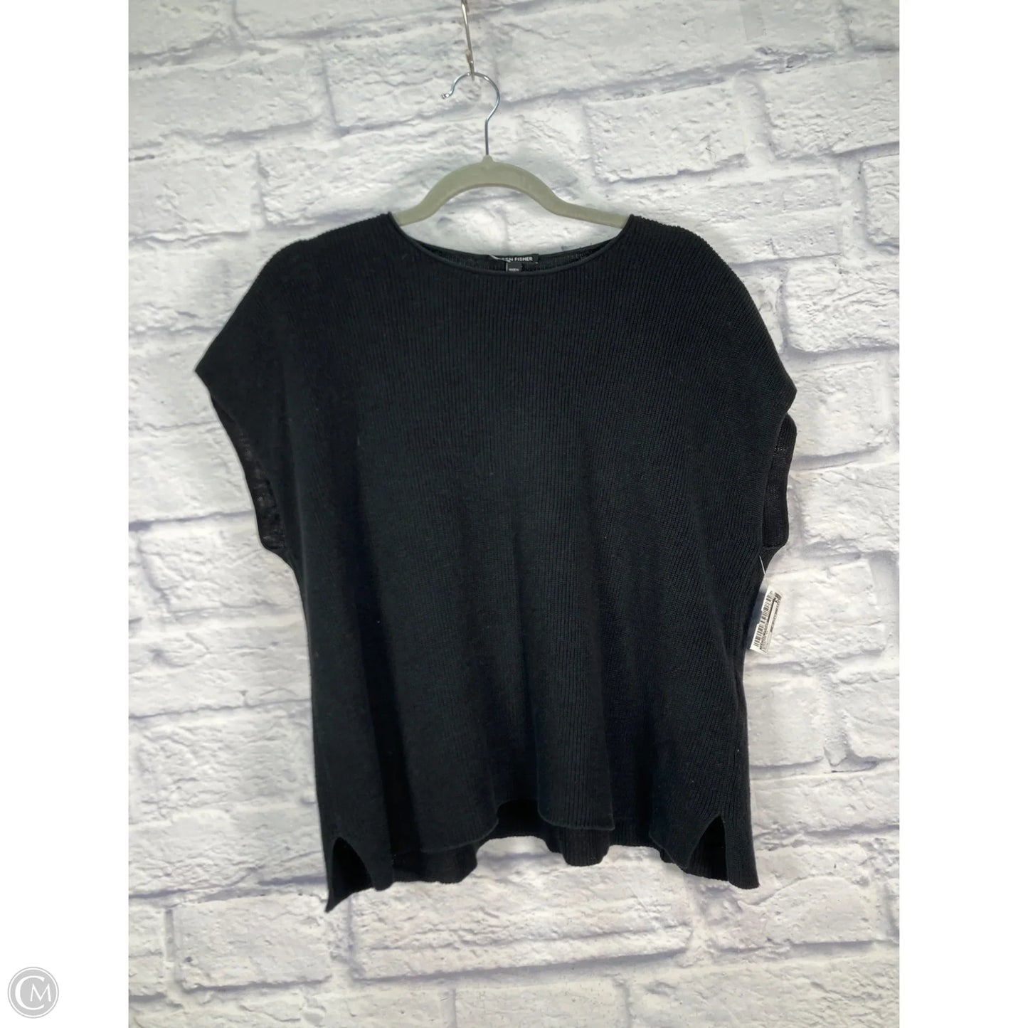 Sweater Short Sleeve By Eileen Fisher In Black, Size: M
