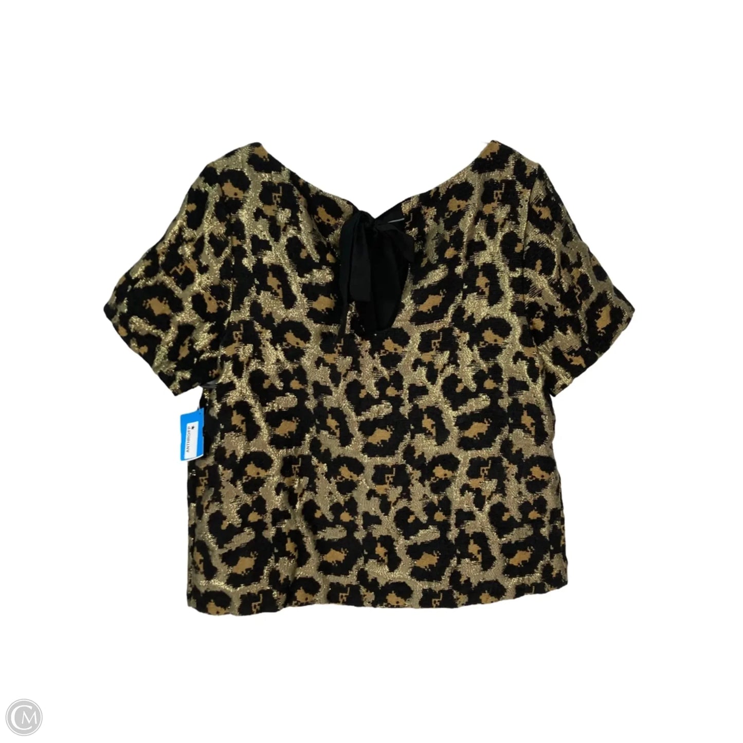 Top Short Sleeve By Hutch In Black & Gold, Size: S