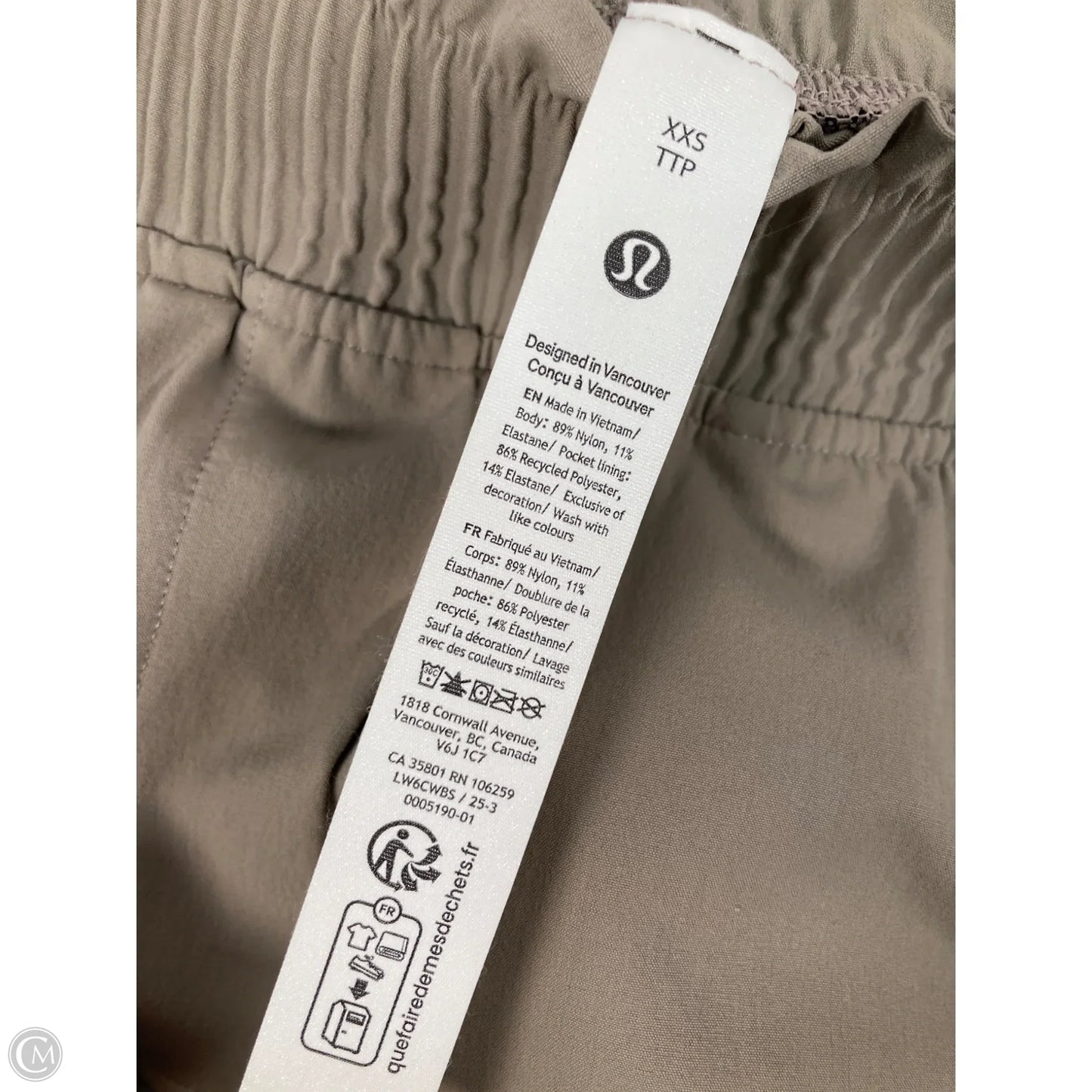 Athletic Pants By Lululemon In Tan, Size: Xxs
