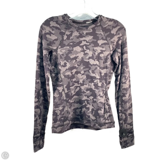 Athletic Top Long Sleeve Crewneck By Lululemon In Black & Grey, Size: S