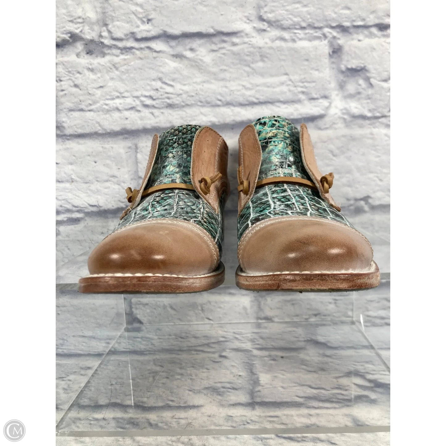 Shoes Heels Block By Freebird In Green & Tan, Size: 8