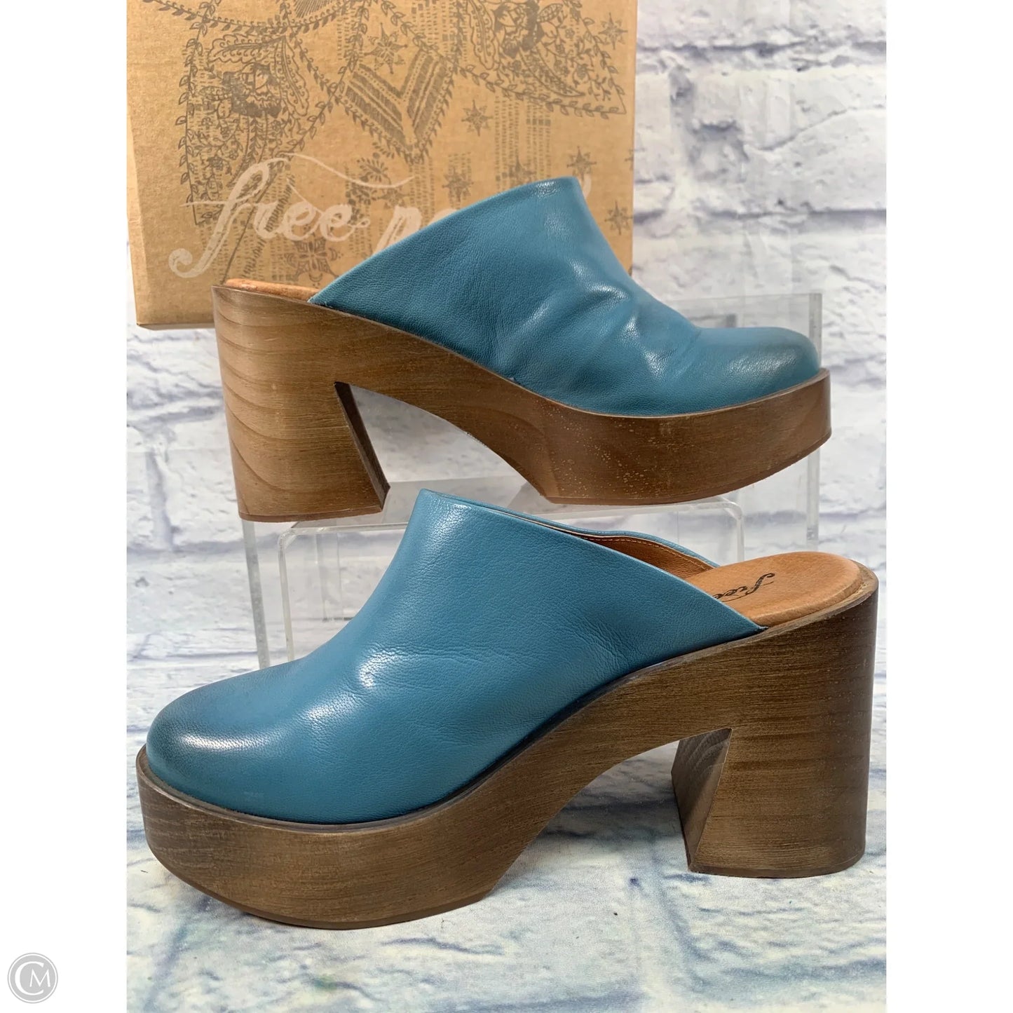 Shoes Heels Block By Free People In Blue & Brown, Size: 8