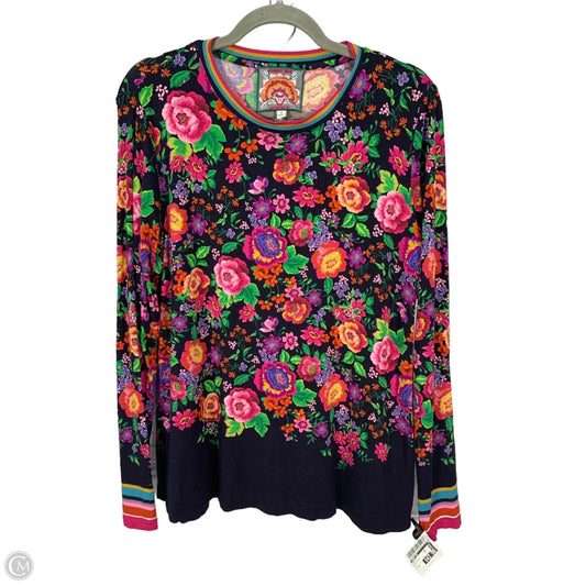 Top Long Sleeve By Johnny Was In Blue & Pink, Size: M
