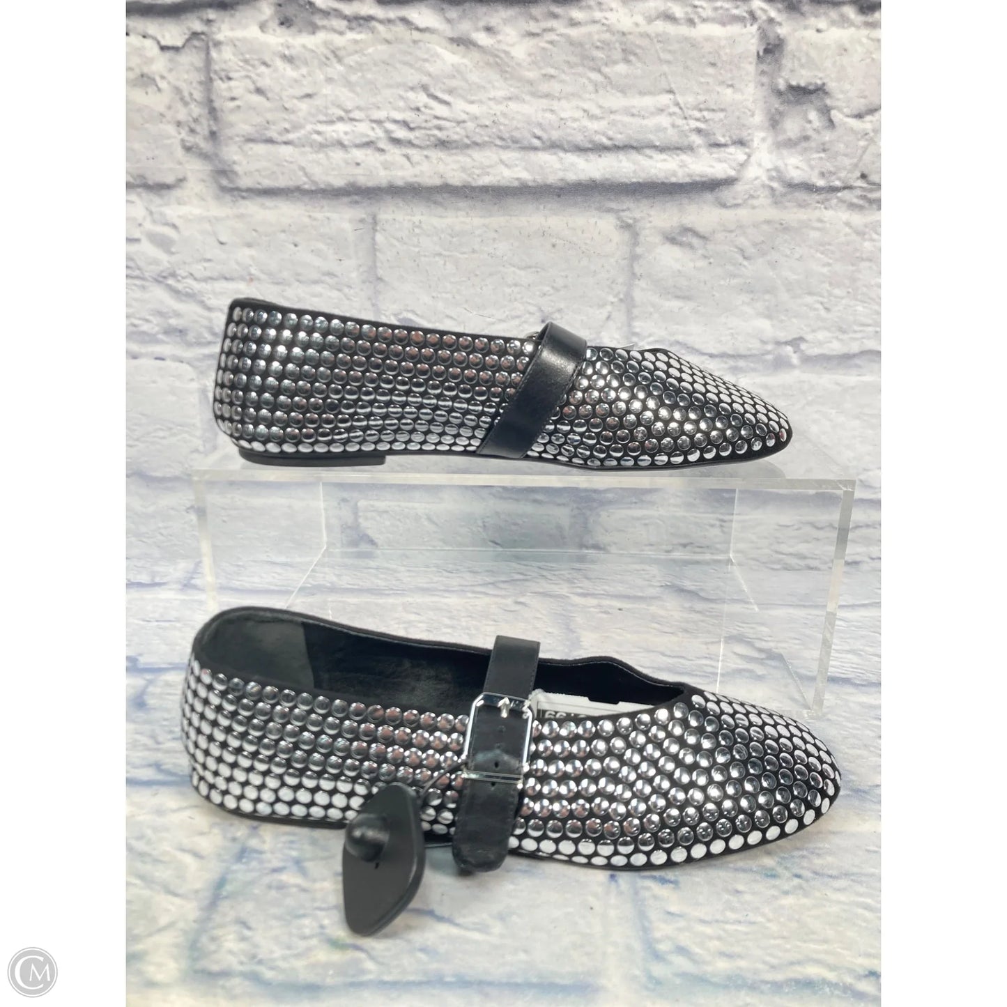 Shoes Flats By Schutz In Black & Silver, Size: 10