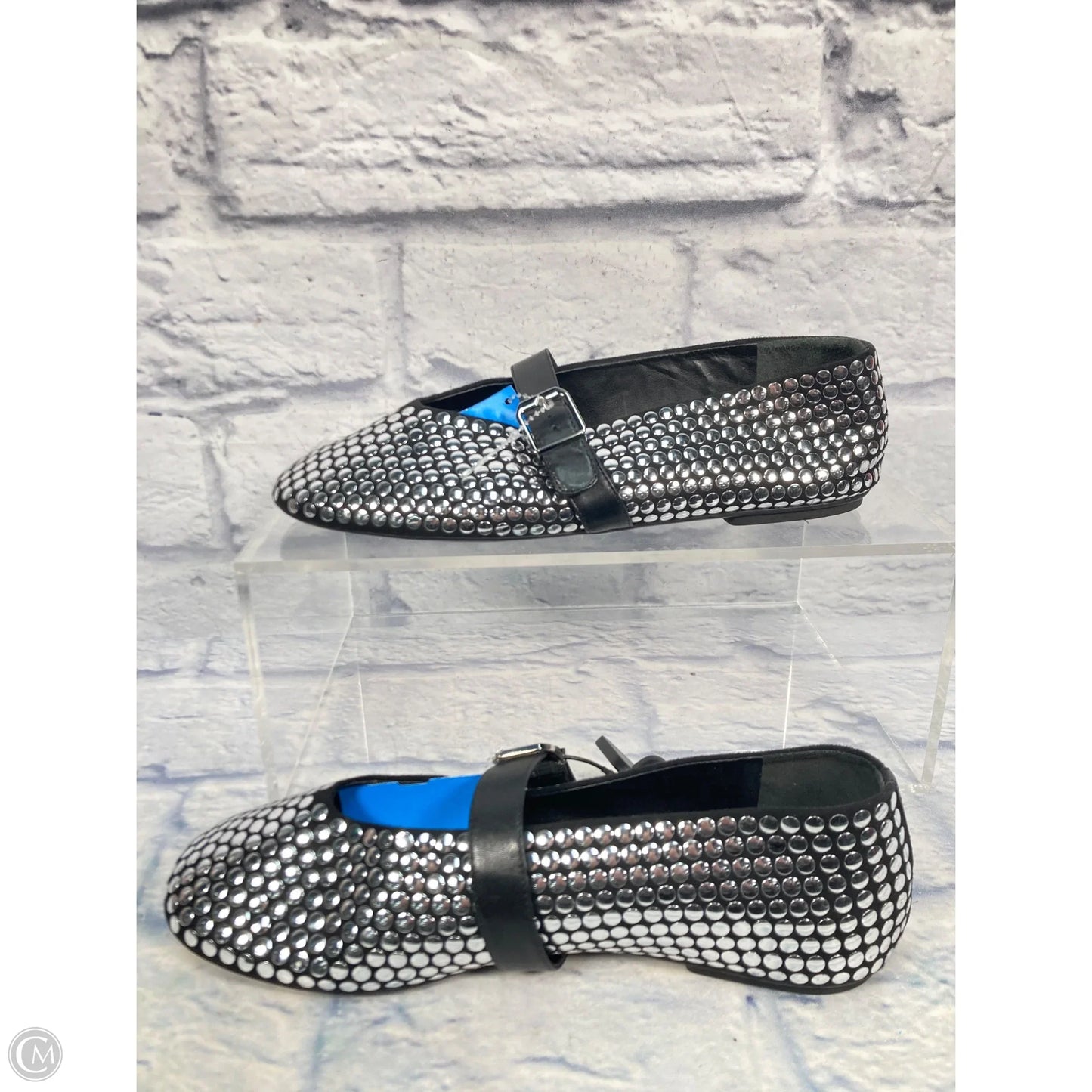 Shoes Flats By Schutz In Black & Silver, Size: 10