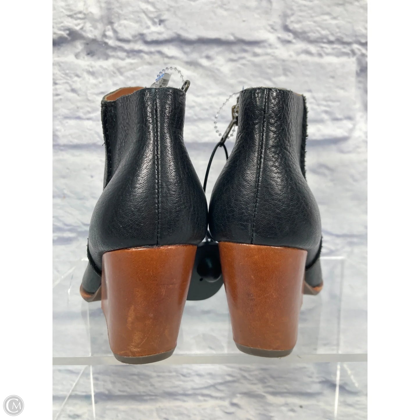 Boots Ankle Heels By Kork Ease In Black & Brown, Size: 6.5