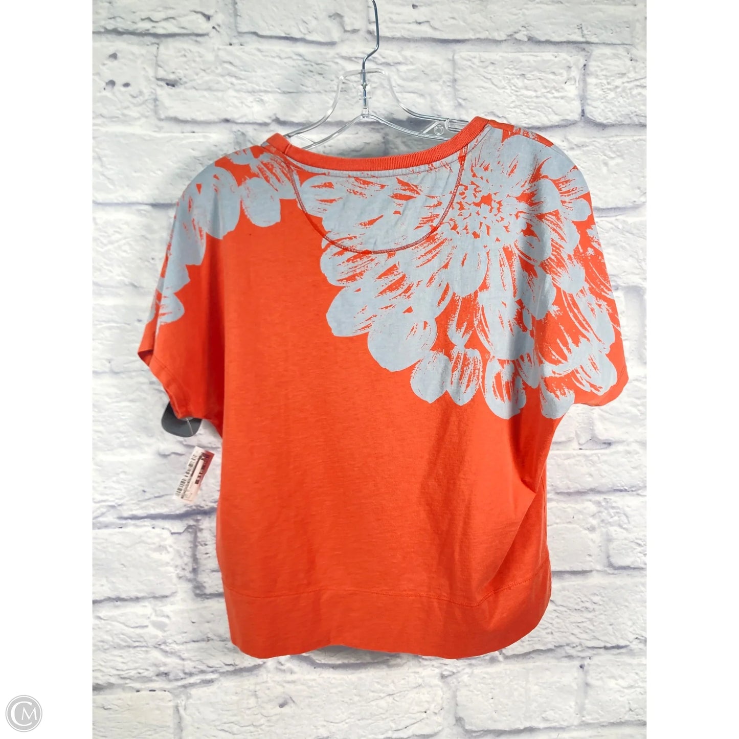 Top Short Sleeve By Anthropologie In Grey & Orange, Size: S