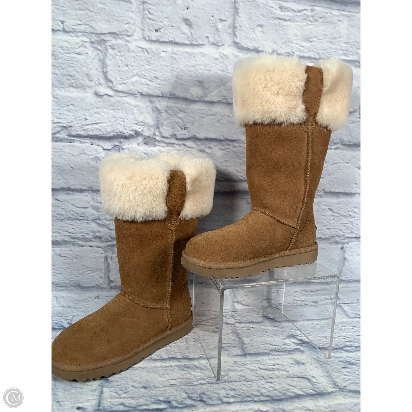 Boots Designer By Ugg In Brown, Size: 5