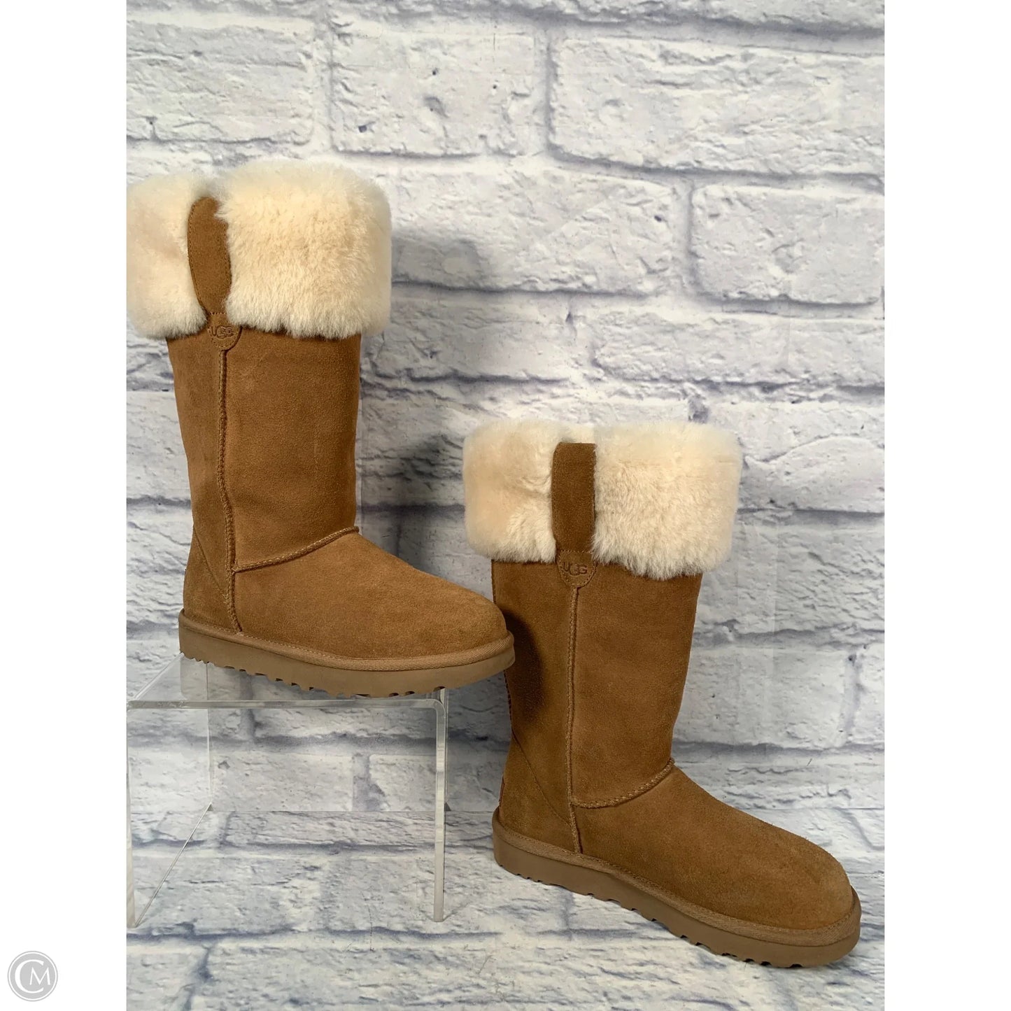 Boots Designer By Ugg In Brown, Size: 5