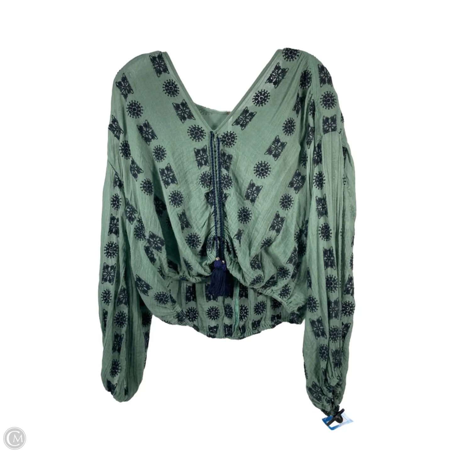 Top Long Sleeve By Free People In Blue & Green, Size: Xs