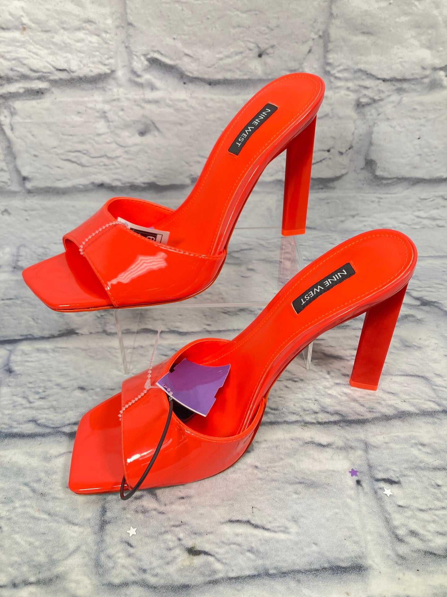 Orange Sandals Heels Stiletto Nine West, Size 8