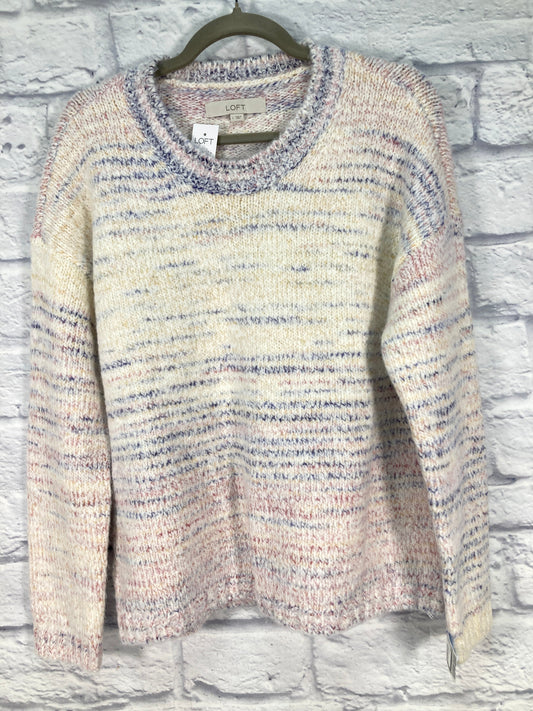 Sweater By Loft In Purple & White, Size: L