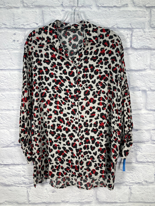 Top Long Sleeve By Zara Basic In Black & Red, Size: S