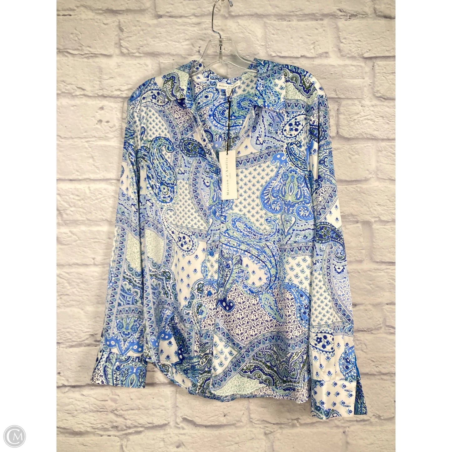 Top Long Sleeve By Maison Damelie In Blue, Size: L