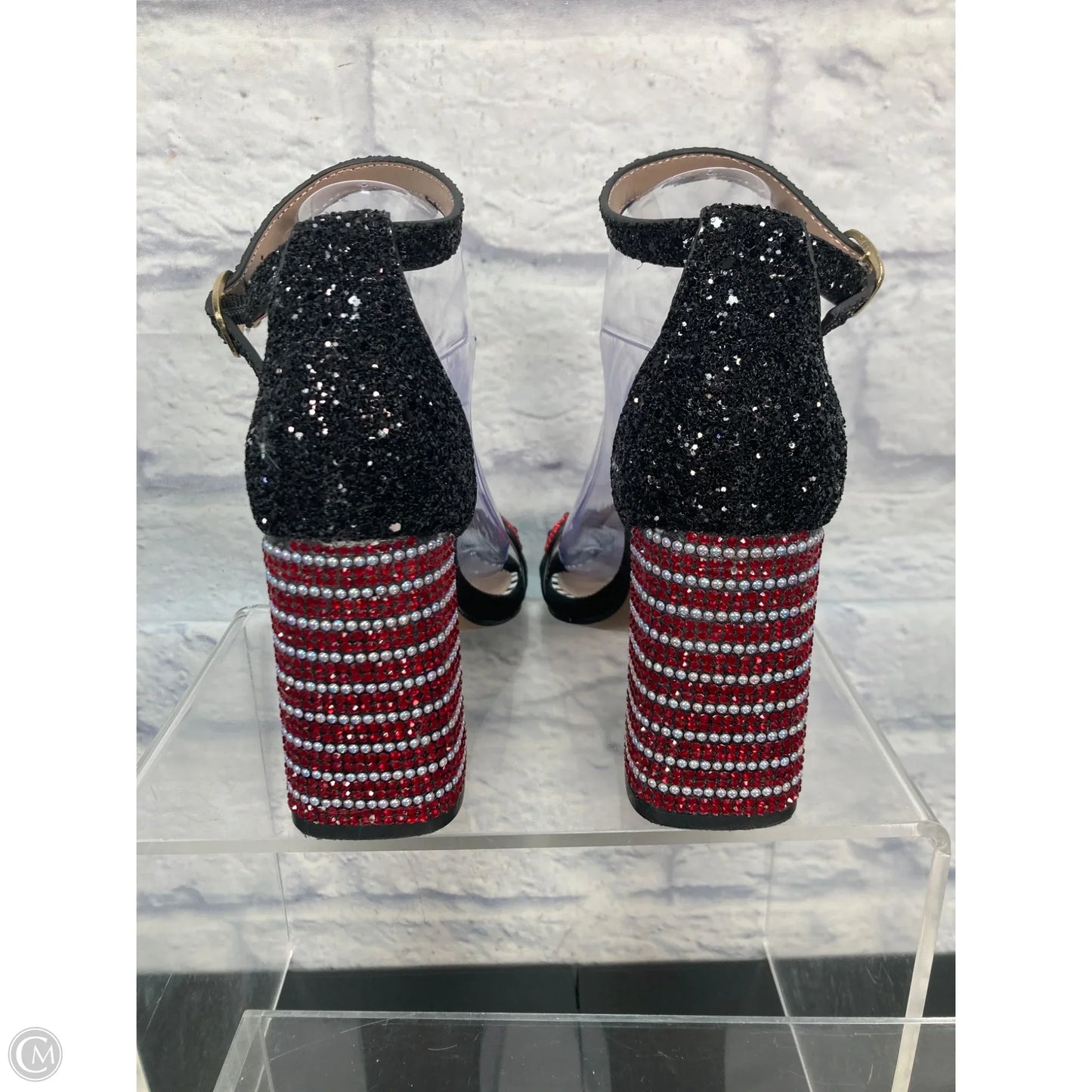 Sandals Heels Block By Betsey Johnson In Black & Red, Size: 6