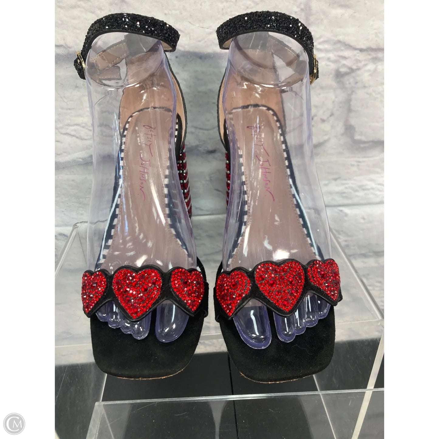 Sandals Heels Block By Betsey Johnson In Black & Red, Size: 6