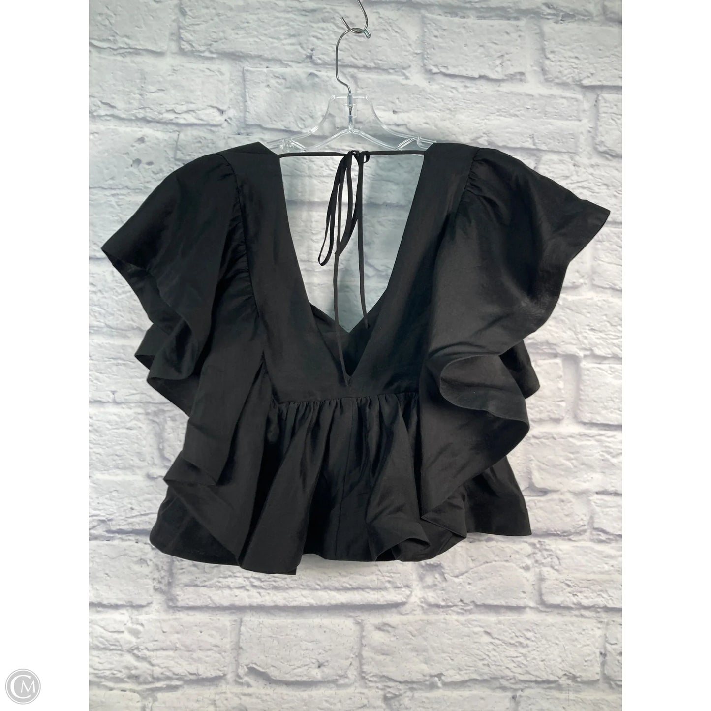 Blouse Short Sleeve By Clothes Mentor In Black, Size: Xs