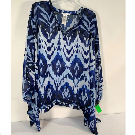 Blouse Long Sleeve By Chicos In Blue, Size: Xl