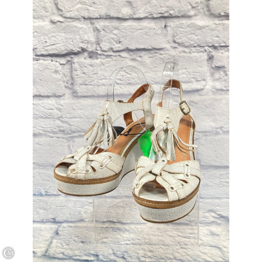 Sandals Heels Wedge By Anthropologie In White, Size: 9