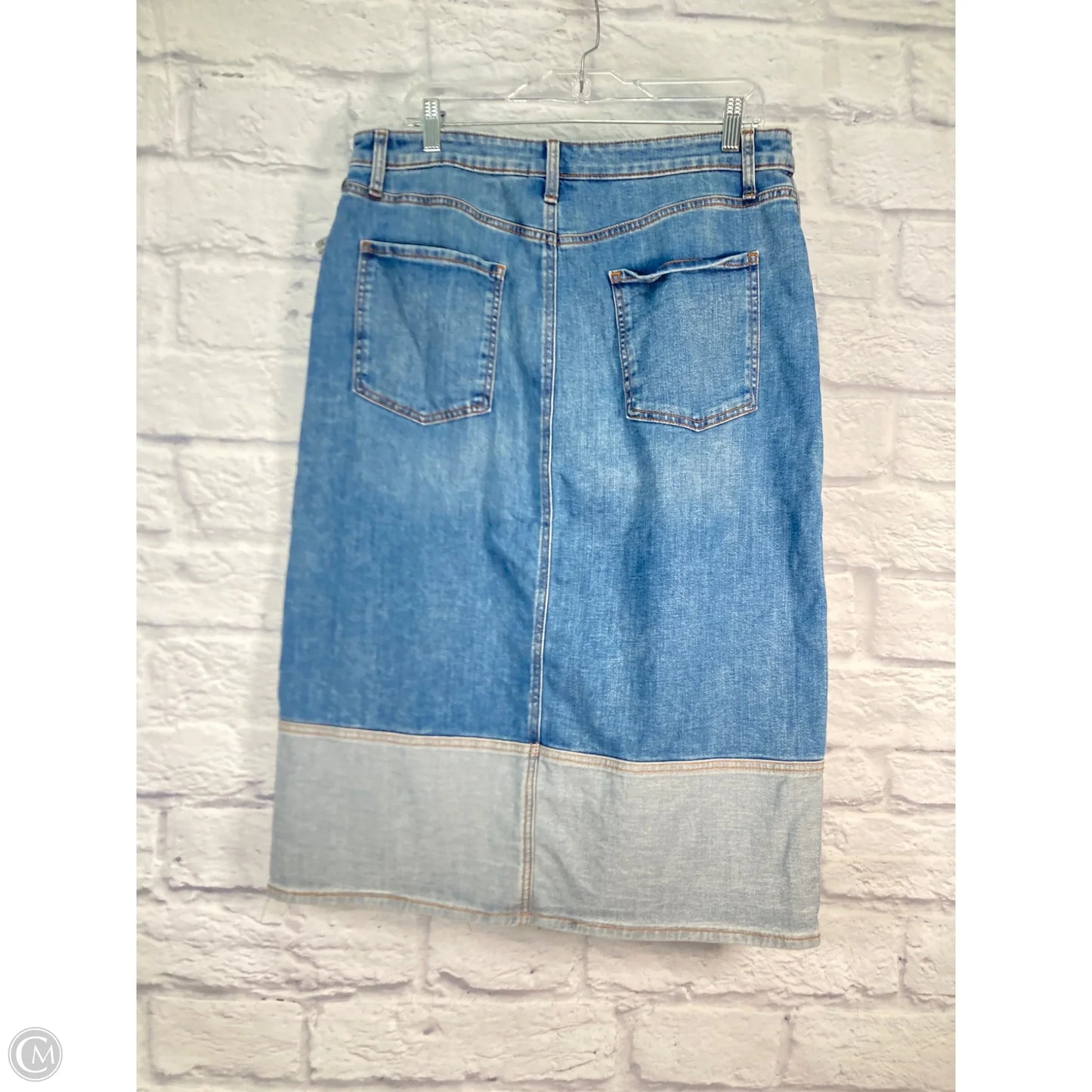 Skirt Midi By Chicos In Blue Denim, Size: 14
