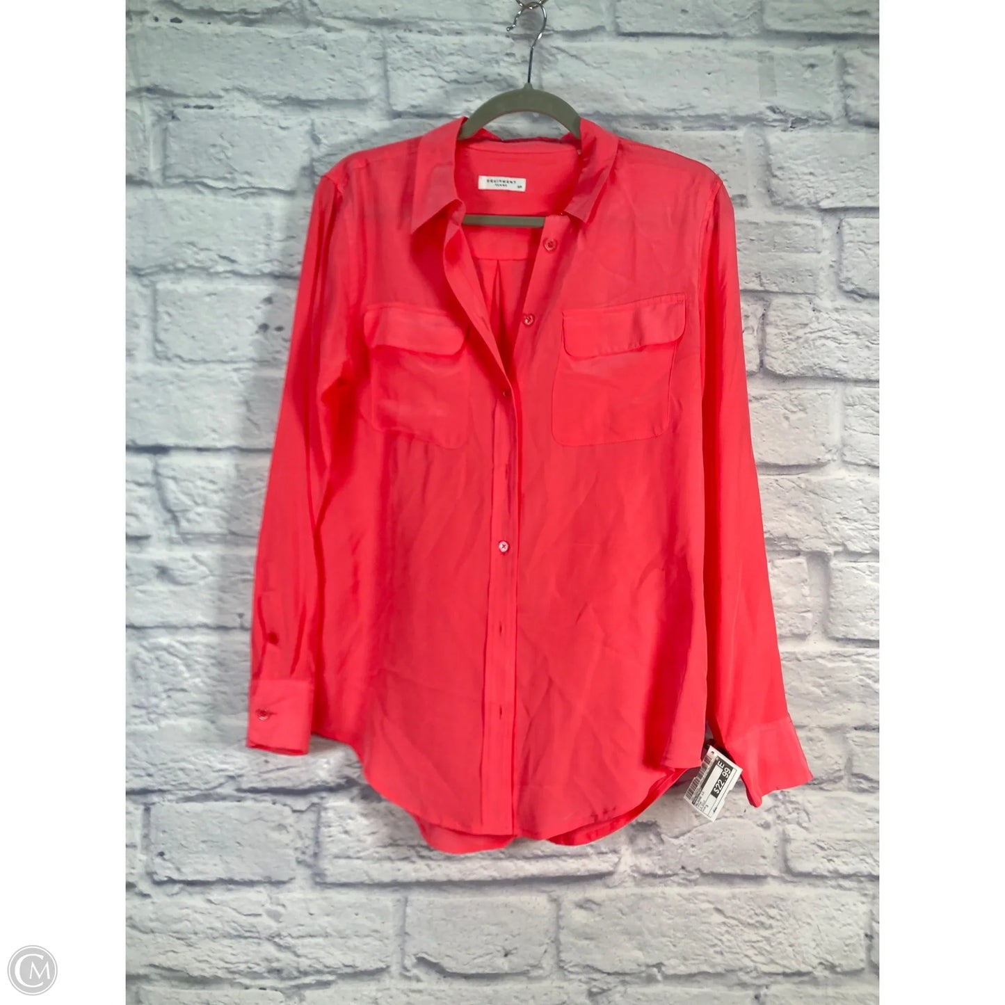 Blouse Long Sleeve By Equipment In Pink, Size: S