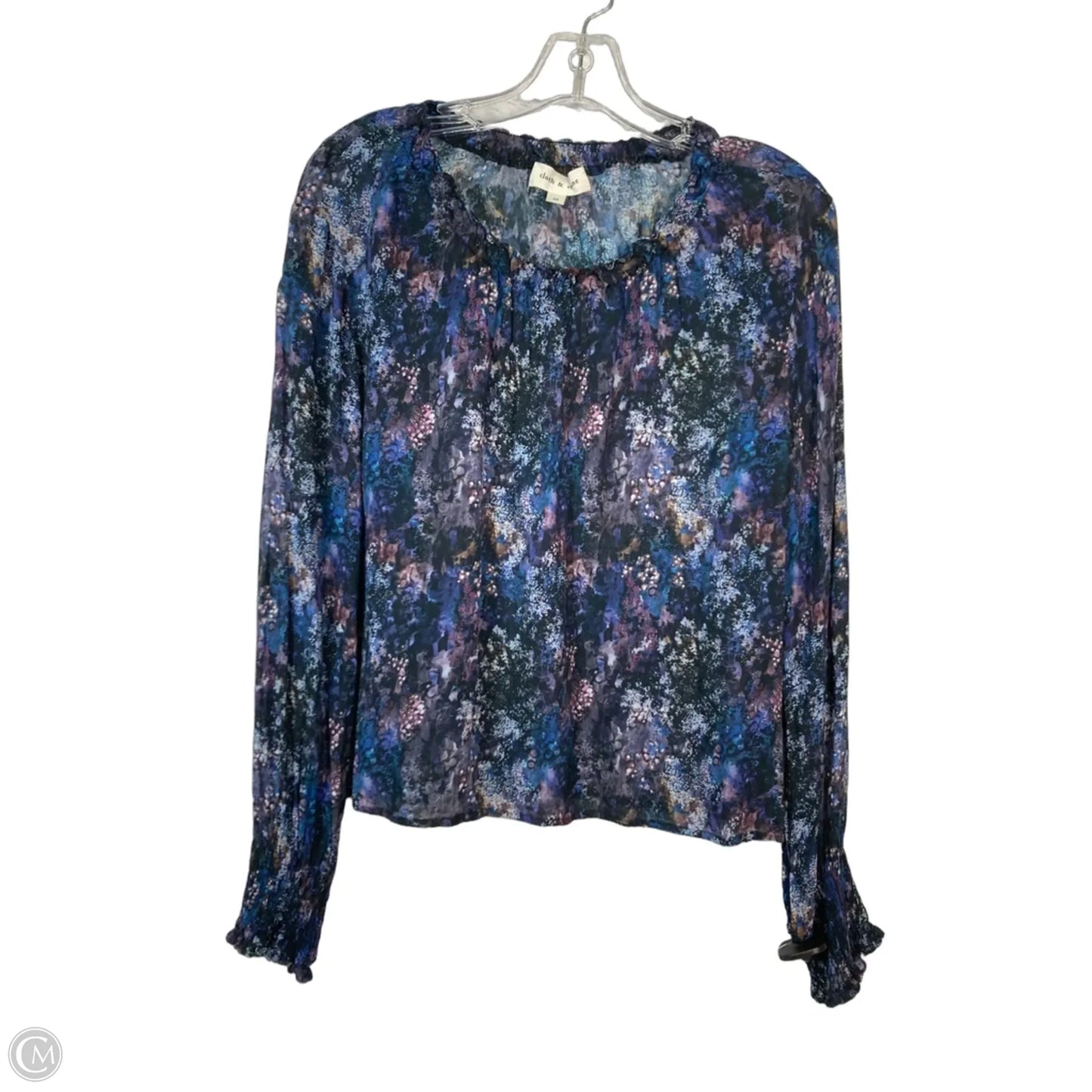 Top Long Sleeve By Cloth & Stone In Black & Blue, Size: M