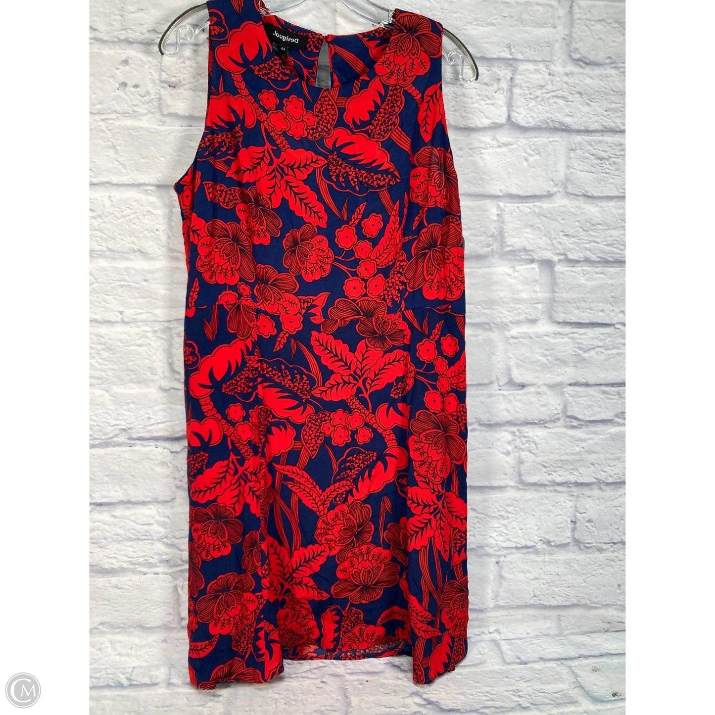Dress Casual Short By Desigual In Blue & Red, Size: M