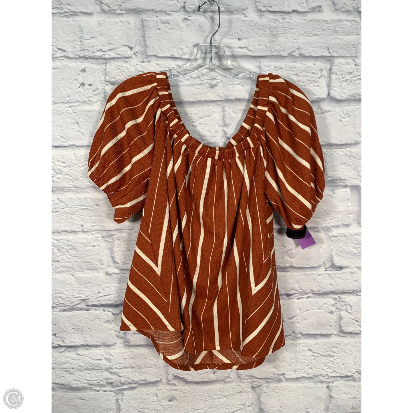 Top Short Sleeve By Anthropologie In Brown, Size: S