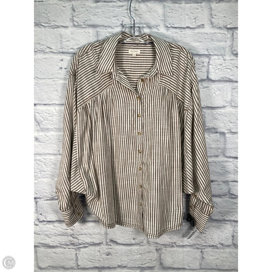 Top Long Sleeve By Pilcro In Brown & Cream, Size: M