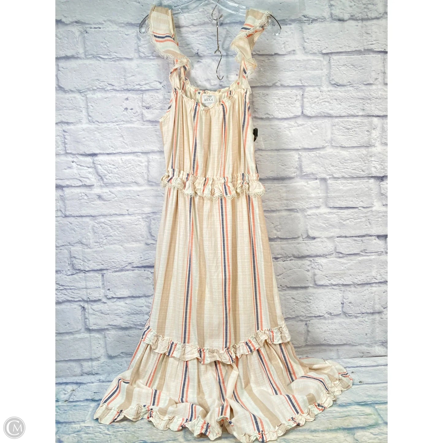Dress Designer By Misa In Cream & Pink, Size: M