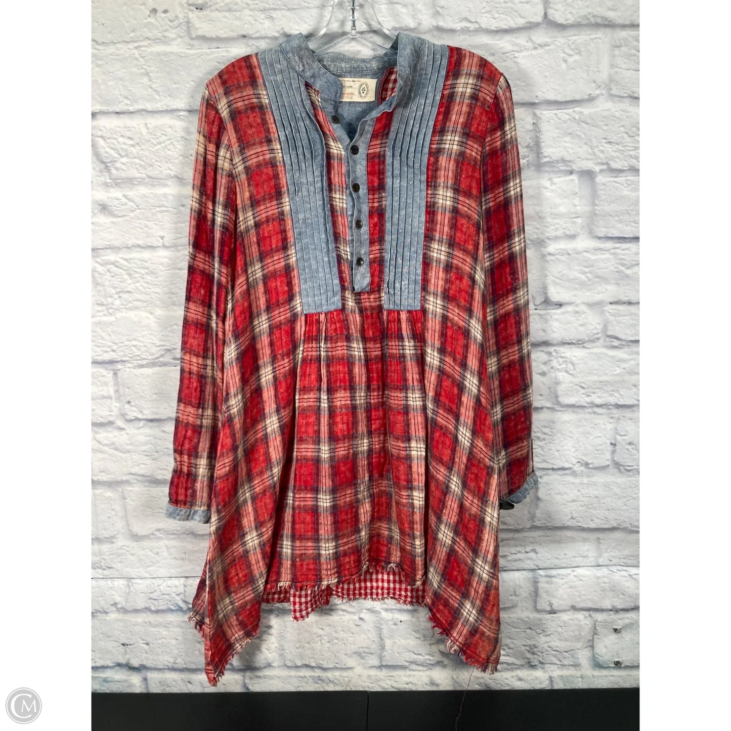 Tunic Long Sleeve By Free People In Blue & Red, Size: Xs