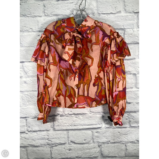 Blouse Long Sleeve By Farm Rio In Orange & Purple, Size: Xs