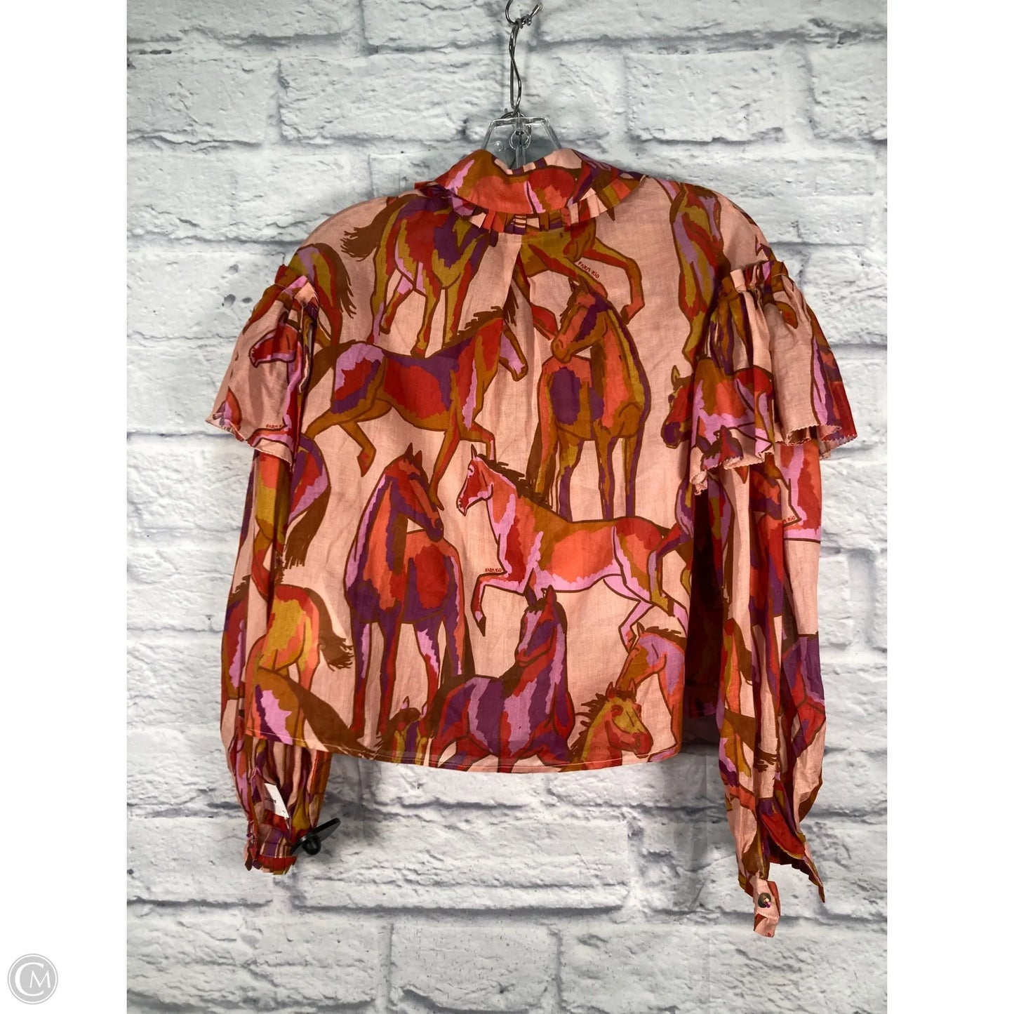 Blouse Long Sleeve By Farm Rio In Orange & Purple, Size: Xs