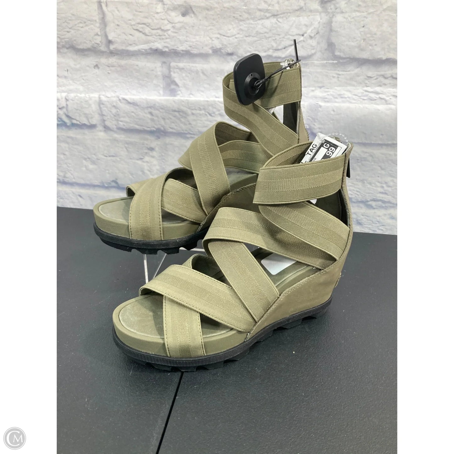 Sandals Heels Wedge By Sorel In Green, Size: 8.5